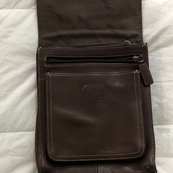 Fossil Dark Brown Crossbody # 75082 Genuine Pebble Leather Messenger Bag EUC - Picture 11 of 16